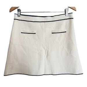 Oak + Fort Preppy Chic Minimalistic Knit Black/White Mini/Short A-Line Skirt-L